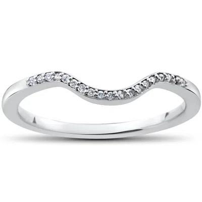 Pompeii3 1/16 Ct Lab Created Diamond Aria Wedding Curved Contour Ring In Silver