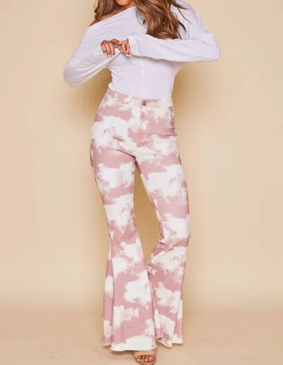 Peach Love The Claudia Cloud Bell Bottom In Mauve And Ivory In Multi
