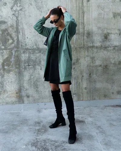 Belle & Bloom Chasing You Long Bomber Jacket - Military In Multi