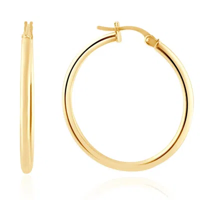 Pompeii3 14k Yellow Gold 2mm Designer Hoops Women's Earrings 1" Tall 1.25grams In Multi