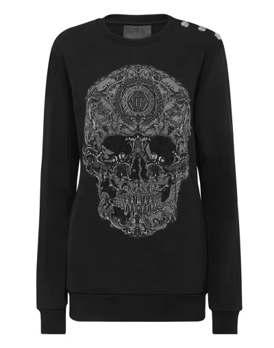 Philipp Plein Embroidered-skull Crew Neck Sweatshirt In Multi