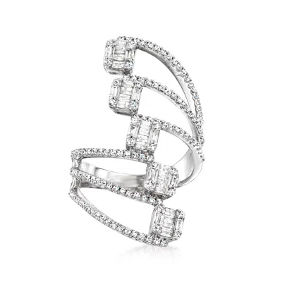 ROSS-SIMONS DIAMOND CLUSTER BYPASS RING IN 14KT WHITE GOLD 