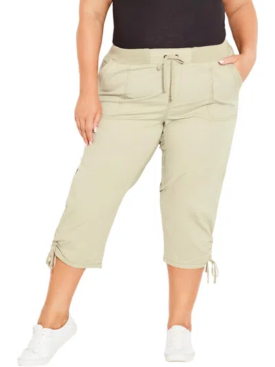 Avenue Plus Womens High Rise Drawstring Capri Pants In Multi