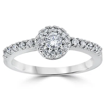 Pompeii3 5/8ct Pave Halo Lab Created Diamond Engagement Ring 14k White Gold In Multi