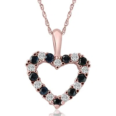 Pompeii3 1/2ct Blue Sapphire & Diamond Heart Pendant In 14k White, Yellow, Or Rose Gold In Multi