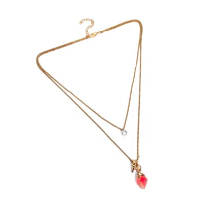 Sohi Women Red Gold-plated Pack Of 2 Pendant In Gold