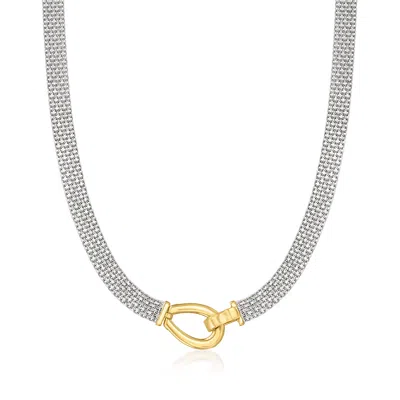 Ross-simons Two-tone Sterling Silver Bismark-link Necklace In Multi