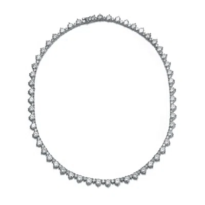 Rachel Glauber White Gold Plated With Diamond Cubic Zirconia Tennis Chain Necklace In Multi