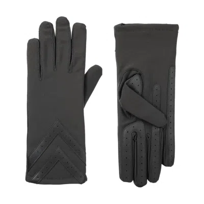 Isotoner Women's Smartdri Chevron Stretch Touchscreen Gloves In Charcoal In Pink