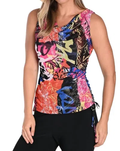 Frank Lyman Sleeveless Graffiti Print Top In Black/multi In Multi