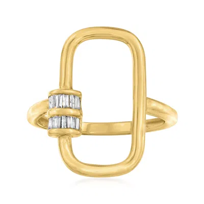Ross-simons Tapered Baguette Diamond Oval Carabiner-link Ring In 18kt Gold Over Sterling In White