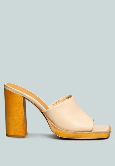 Rag & Co X Carey Nude Leather High Heeled Block Sandal In Multi