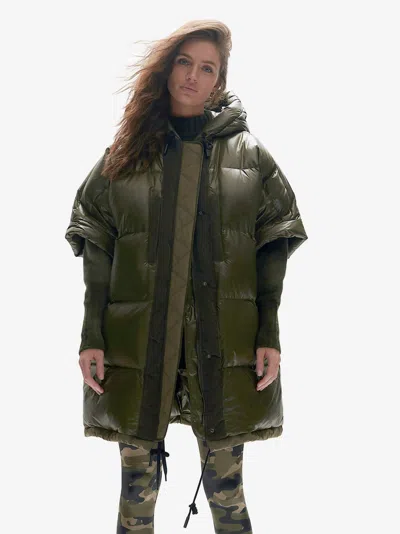 Fw23 W Long Down Vest - Olive In Multi