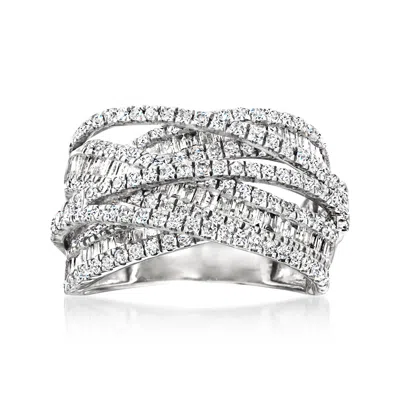 Ross-simons Round And Baguette Diamond Highway Ring In 14kt White Gold
