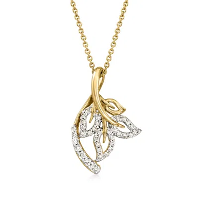Ross-simons Diamond Ivy Leaf Pendant Necklace In 14kt Yellow Gold In Multi