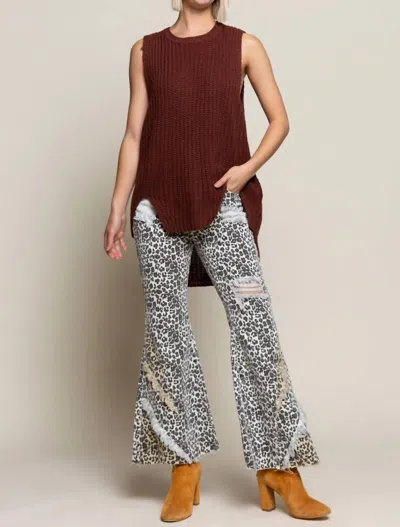 Pol Fired Brick Sleeveless Sweater In Brick Red In Multi