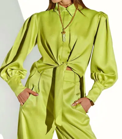 Cristina Sabatini Alessia Long Sleeve Blouse In Lime In Multi