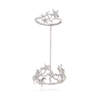 Ross-simons Diamond Star Double-ring In Sterling Silver In White