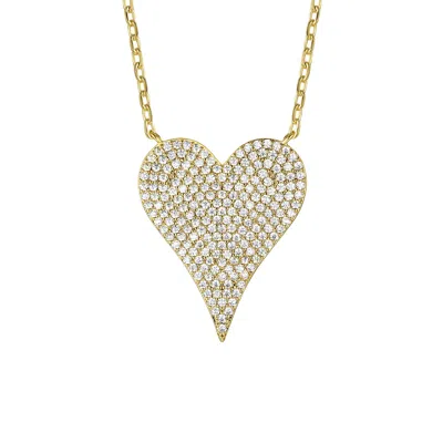 Rachel Glauber Rg 14k Gold Plated With Pave Diamond Cubic Zirconia Heart Layering Necklace In Gold
