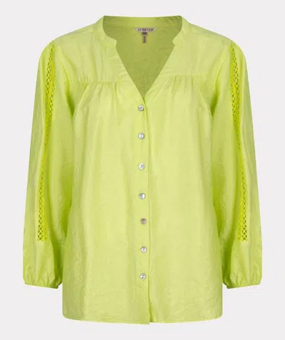 Esqualo Crinkle Lace Blouse In Lime In Multi