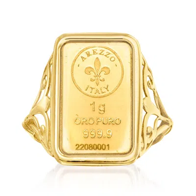 Ross-simons Italian 24kt Yellow Gold 1-gram Ingot Ring With 14kt Yellow Gold Band In Yellow