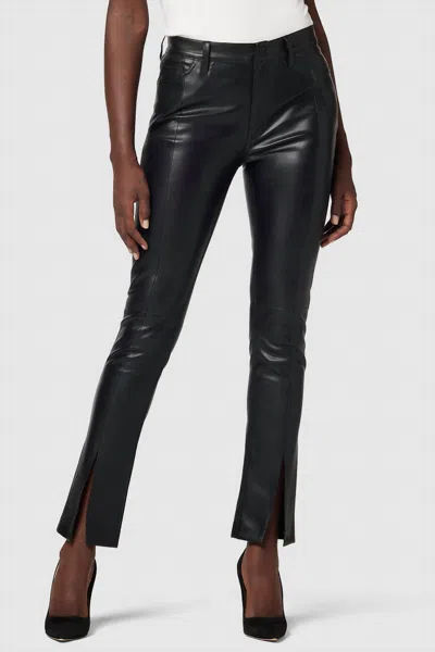 Hudson Barbara High-rise Straight Vegan Leather Ankle Jean In Black Beauty In Multi