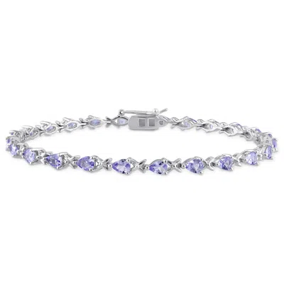 Mimi & Max 4 1/3ct Tgw Tanzanite X-link Bracelet In Sterling Silver In Purple
