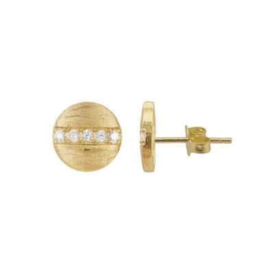Adornia Pave Line Disc Studs Gold In Yellow