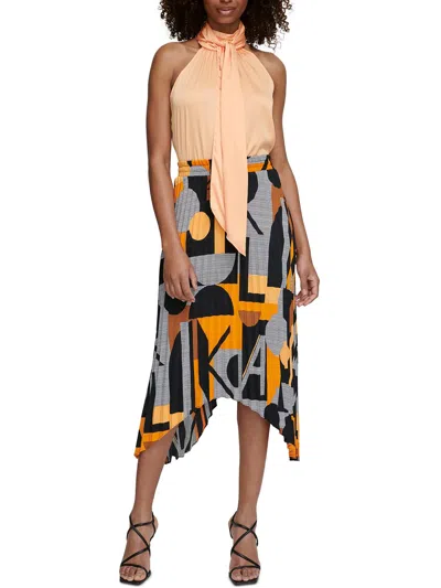 Karl Lagerfeld Womens Mock-neck Sleeveless Blouse In Multi