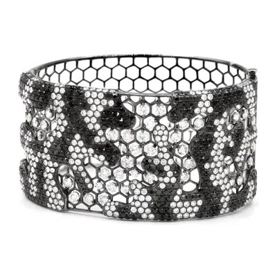Diana M. 18 Kt White Gold Rhodium Plated Diamond Bangle In White
