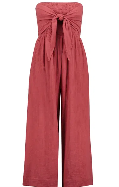 Bishop + Young Elvia Tie Front Jumpsuit In Chai In Multi