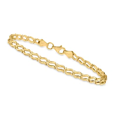 Canaria Fine Jewelry Canaria 10kt Yellow Gold Wavy-link Bracelet In Multi
