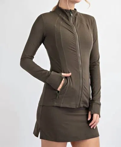 Rae Mode Athleisure Zipper Jacket In Olive In Multi