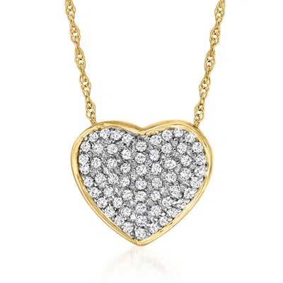 Ross-simons Diamond Heart Pendant Necklace In 14kt Yellow Gold In Multi