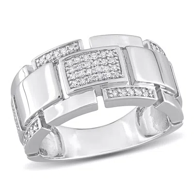 Mimi & Max 1/4ct Tw Diamond Men's Ring In Sterling Silver In White