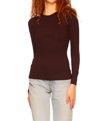 Susana Monaco Crew Neck Long Sleeve Top In Cabernet In Multi