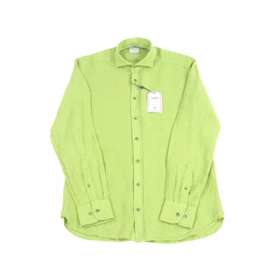 Luchiano Visconti Leo Light Green Linen Shirt In Multi