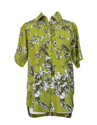 Isla And White Phia Greenery Shirt In Green Floral In Multi