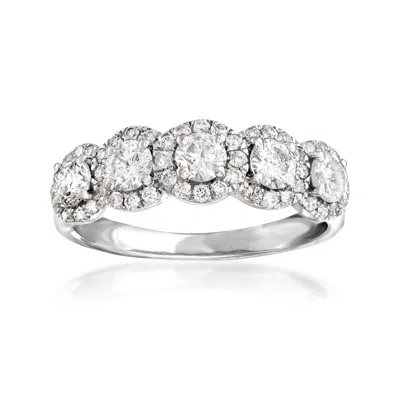 Ross-simons Diamond 5-stone Halo Ring In 14kt White Gold In White