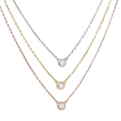 Liv Oliver Tri Color Multi Layer Cz Necklace