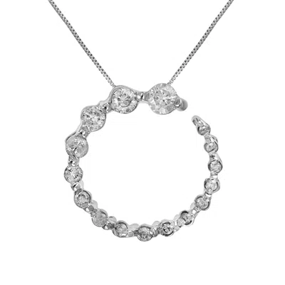 Vir Jewels 1/4 Cttw Diamond Journey Circle Pendant Necklace 14k White Gold With Chain In White