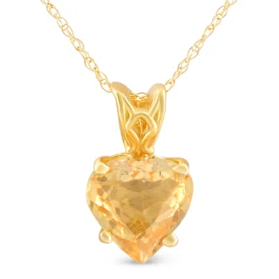 Pompeii3 7mm Women's Heart Pendant In Citrine 14k White, Rose, Or Yellow Gold Necklace In Multi
