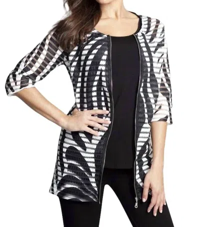 Angel Textured Wave Long Cardigan In Black/white In Multi