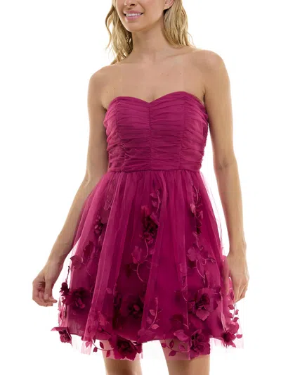 Bcx Juniors Womens Strapless Mini Fit & Flare Dress In Multi