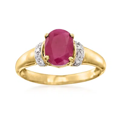 Ross-simons Burmese Ruby Ring With Diamond Accents In 14kt Yellow Gold In Red