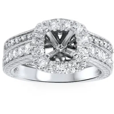 Pompeii3 3/4ct Cushion Cut Halo Diamond Vintage Engagement Ring Setting Set In Multi