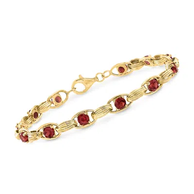 Ross-simons Garnet Oval-link Bracelet In 14kt Yellow Gold In Multi