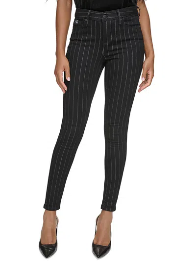 Karl Lagerfeld Womens Metallic Stripe Slim Leg Skinny Jeans In Multi