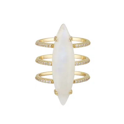 Adornia Fine Adornia Moonstone Marquis Ring 14k Gold Vermeil In White