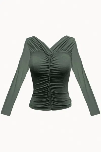 Geel Verse Stretch-modal Jersey Ruched Top In Forest In Multi